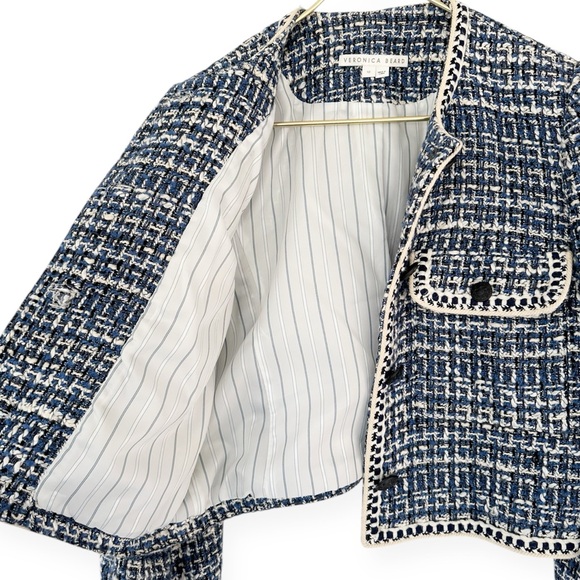 Veronica Beard • Brim Blue Tweed Cropped Jacket - Picture 10 of 16